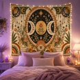 thumbnail image 2 of Leafy Botanical Branches with Oval Triple Moon Symbol, Nostalgic Vintage for Botanical Art Lovers, Botanical Wall Art, Mother'S Day Gift, Tapestry Wall Hanging for Bedroom and Dorm, 2 of 7
