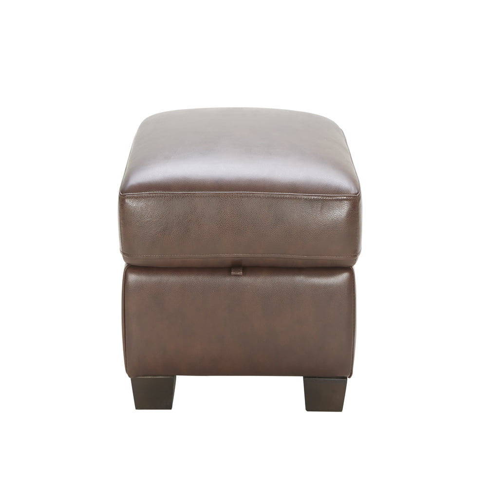Elements Lodge Top Grain Leather Storage Ottoman In Coco - Walmart.com - Elements Lodge Top Grain Leather Storage Ottoman In Coco - Walmart.com