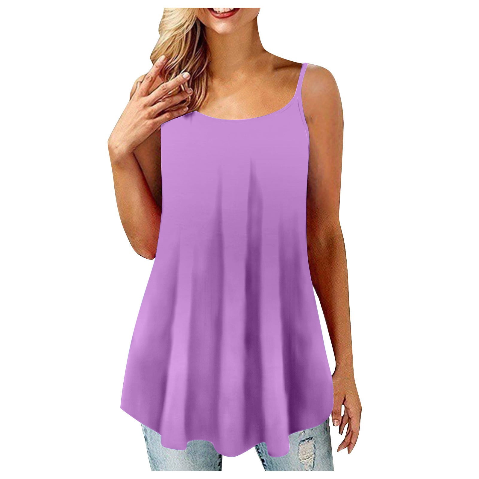 Women's Sleeveless Crew Neck Boho Top - Loose Fit Cotton Linen Tank For Summer - View #6