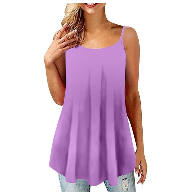 Timegard Camisoles pour Femmes Grande Taille à Bretelles Spaghetti Col Rond Débardeur Décontracté Blouse Camis