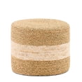 thumbnail image 7 of Handwoven Natural Seagrass Round Ottoman, Rustic Boho Footrest Stool with Wooden Frame, Eco-Friendly Low Pouf Seat for Living Room, Bedroom & Meditation — No Assembly Required (Light Natural + Beige), 7 of 7
