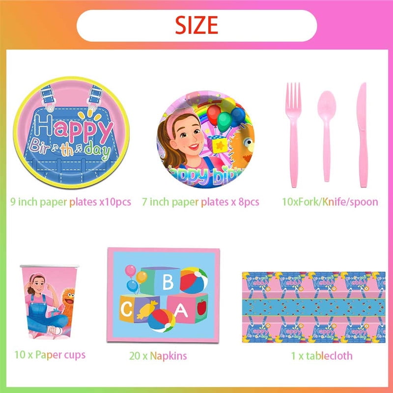 Ms Party Tableware Rachel  Set Plates Cup Kit Birthday Supplies Decorations Disposable Dinnerware