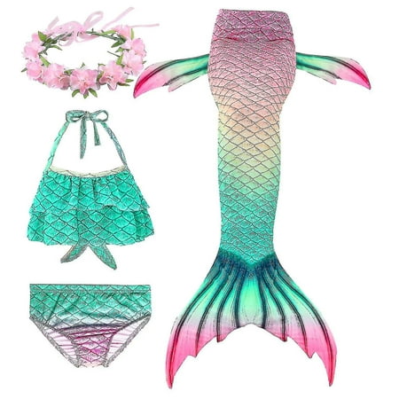 Kids Girls Mermaid Tail Bikini Set Swimwear Swimsuit Swimming Costume ...