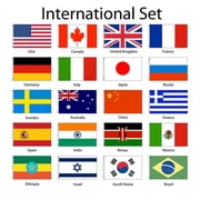 ANT Enterprises 3' x 5' Polyester International Flag Set, 20 Count