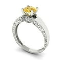 thumbnail image 2 of 1.06 ct Round Cut Natural Citrine Solitaire with Simulated Diamond Accents 18K White Gold Womens Engagement Ring, 2 of 5