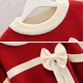 thumbnail image 3 of Winter Girls Bow Knit Sweater Soft Warm Cozy Pullover Top For Toddler And Big Kids Fashion Outerwear Casual Blouse T-Shirts Kids Short Sleeve Crewneck Solid Basic Tees Casual Tops, 3 of 8