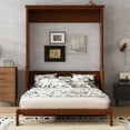 thumbnail image 5 of Queen Size Wooden Murphy Bed with Storage Shelf and Gas Struts, Space-Saving Hidden Wall Bed, Cabinet Beds for Guest Room Home Office, Walnut, 5 of 10
