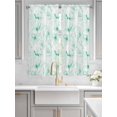 thumbnail image 2 of Green Flower Bathroom Window Curtain, Watercolor Floral Botanical Line Drawing Print Light Filtering Coffee Kitchen Curtains, Bedroom Living Room Curtains 2 Panel 84"x63", 2 of 6