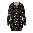 thumbnail image 3 of Qiylii Women’s Pumpkin Printed Long Sleeve Hooded Dress with Pocket, 3 of 6