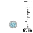 thumbnail image 3 of Dazzlingrock Collection 5 MM Round Aquamarine & White Diamond Halo Style Stud Earrings for Her | 925 Sterling Silver, 3 of 4