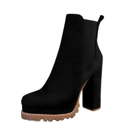 

nsendm Leather Boots for Women Size 9 Pointed Heels Print Chunky High Women Shoes Boots Fashion Boots for Women Heel Black 10