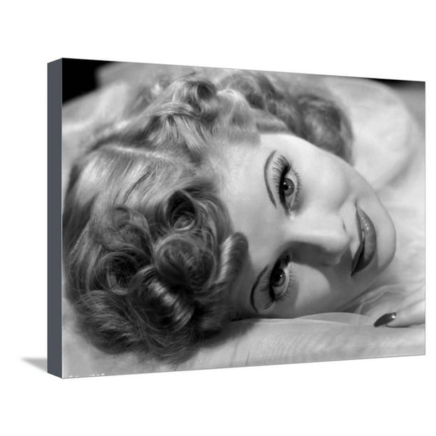 Lucille Ball Lying in Black and White Stretched Canvas Print Wall Art