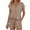Khaki, variant on Women's V Neck Button Two Piece Suit Short Sleeve Loose Fit