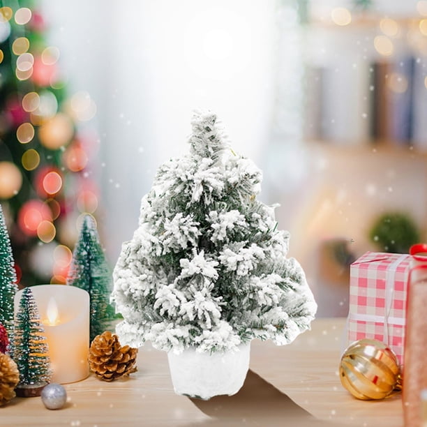 Árbol de Navidad de mesa, árbol de Navidad artificial, decoración para ventana o pasillo, ideal para fiestas en casa, decoración festiva, fácil de armar, estructura metálica, base de madera,