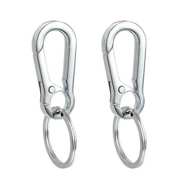 Happon 2 Pcs Silver Metal Carabiner Clip Keyring Keychain Chain Holder
