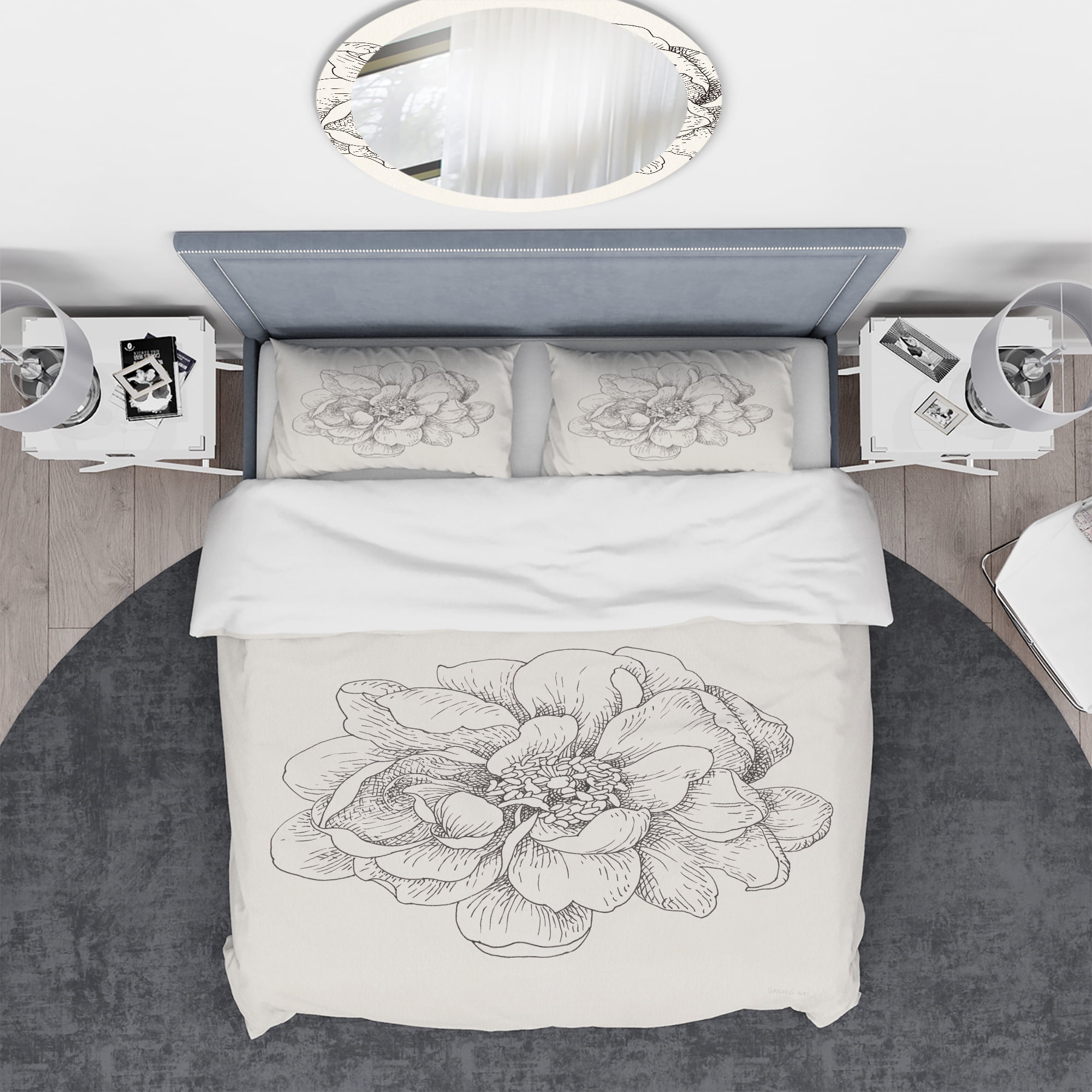 Designart 'Pen and Ink Florals IV' Geometric Duvet Cover Set