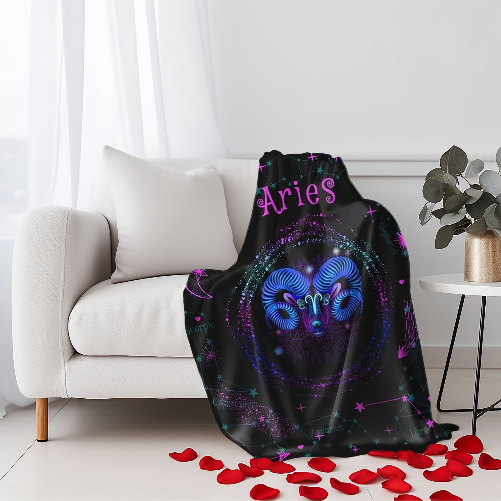 1 Pc Zodiac Blanket Gift For Women And Men Creative Birthday And Christmas Gift Aries Taurus Gemini Cancer Leo Virgo Libra Scorpio Sagittarius Capricorn Aquarius Pisces Nap Blanket