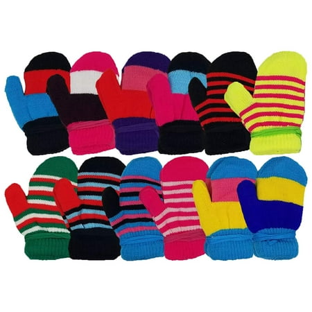 - 12 Pairs Winter Magic Gloves for Kids Toddlers, Stretchy Warm Bulk Pack Boys Girls Children (12 Pairs Mittens)