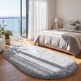 thumbnail image 4 of Fluffy Area Rug, YEERSWAG 2.6x5.3 ft Soft Shaggy Rug for Bedroom Living Room, Machine Washable Non-Slip Oval Carpet, Light Grey, 4 of 8