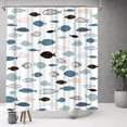 thumbnail image 5 of Fish Shower Curtain 72"x72" Ocean Geometric Blue Fish Shower Curtain Polyester Fabric Bathroom Decor, with Hooks, 5 of 6