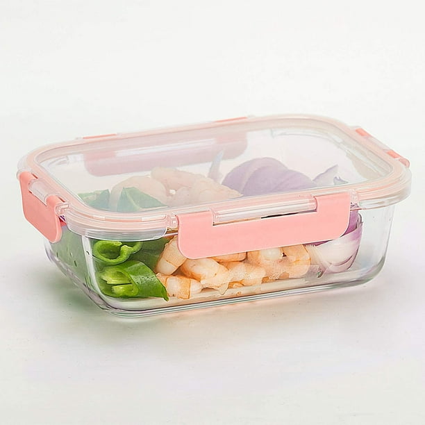 C CREST [5-Pack] Glass Lunch Box, Meal Prep Glass Containers with Lids,  Glass Food Storage Containers, 34 OZ