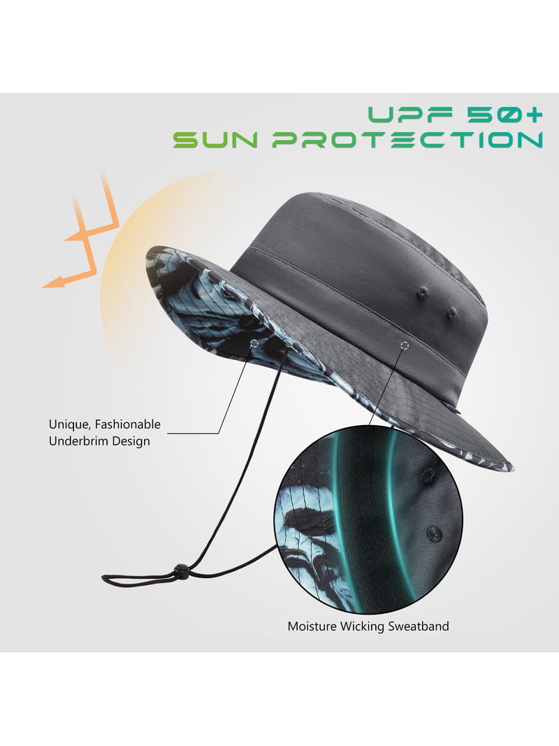 UPF 50+ Foldable Sun Hat Patterned Under Brim Bucket Hats  display picture 2