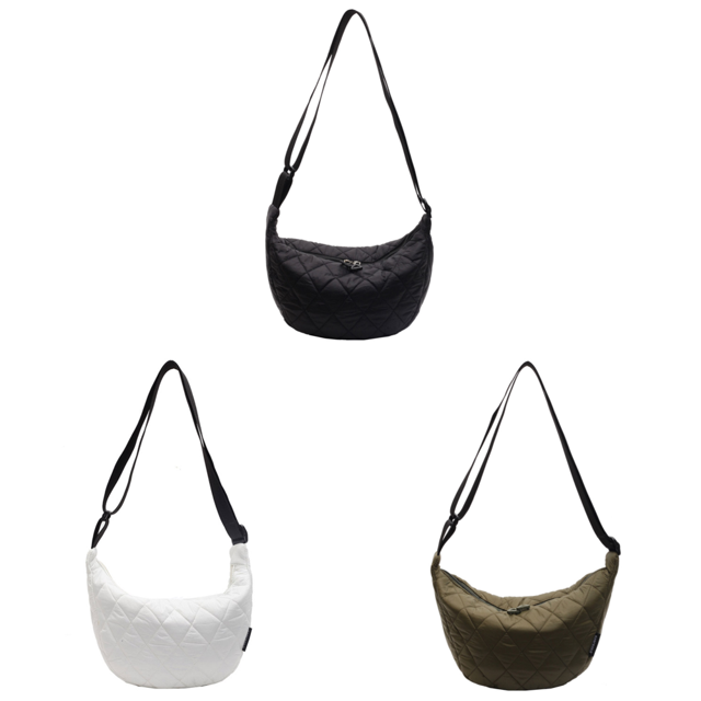 Bolso Hobo Acolchado Bolso Bandolera Algodón Bolso Bandolera Crescent para Mujer (negro)