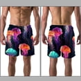 thumbnail image 3 of luoweisi Men's Beach Shorts Quick Dry Swim Trunks with Mesh Lining Colorful Jellyfish L, 3 of 5
