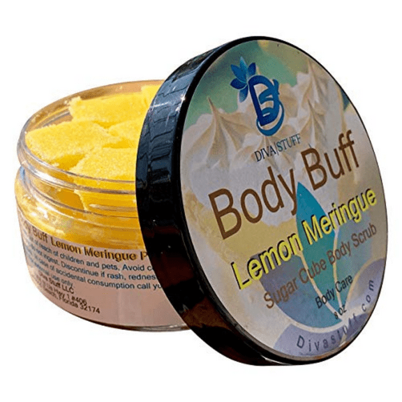 Diva Stuff Sugar Cube Body Buff Scrub - Lemon Meringue, 8 oz (Made in the USA)