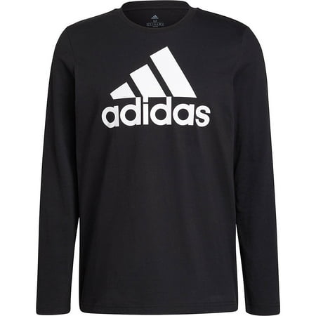 Adidas Men's Essentials Long Sleeve Tee, Black/White/White, X-Large