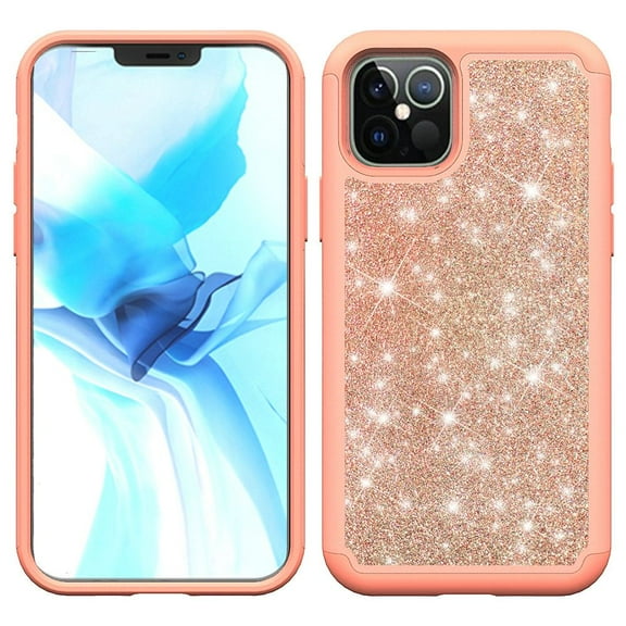 GSA Glitter Bling Shinny Hybrid Case Cover For iPhone 13 (6.1") Rose Gold
