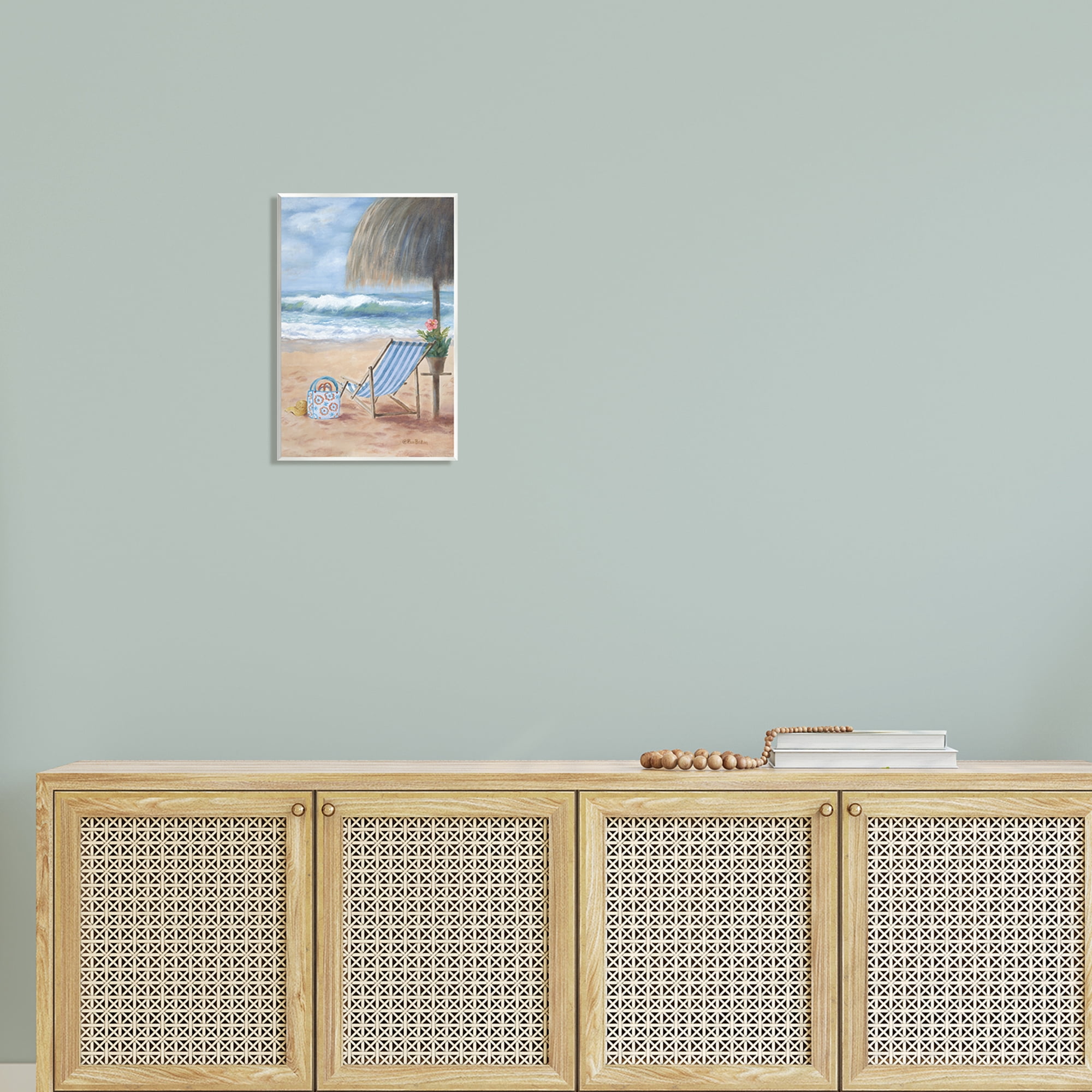 Stupell Beach Chair Tropical Relaxing Vacation Landscape Painting Wall Plaque Unframed Art Print Wall Art