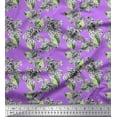 thumbnail image 1 of Soimoi Velvet Fabric Leopard Skin,Leaves & White Flower Floral Print Sewing Fabric Yard 58 Inch Wide, 1 of 1