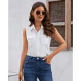 thumbnail image 6 of SPRING SEAON Women's Sleeveless Button Down Shirts Blouses Solid Casual Tank Top Loose V Neck Summer Top for Work, 6 of 7
