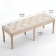thumbnail image 2 of French Vintage Tufted Bedroom Bench with Carved Wood Legs, 47.2-Inch Linen Upholstered Ottoman for End of Bed and Living Room, Cream, 2 of 10