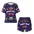 thumbnail image 4 of Lsque Happy Mardi Gras Women's Short-Sleeved Pajama Set - 2 Piece Soft and Lightweight Sleepwear Set-Large, 4 of 9