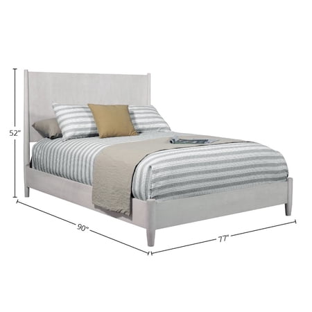 Alpine Furniture Flynn Mid Century Modern Wood California King Panel Bed in Gray
