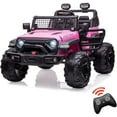 thumbnail image 4 of EastVita 24V Kids Ride on Electric Car with Remote Control 2 Seats 20" Extra Large Seat Wide Truck Wheels Vehicle Front Storage Bottle Holder Central Control Horn Bluetooth USB, 4 of 12