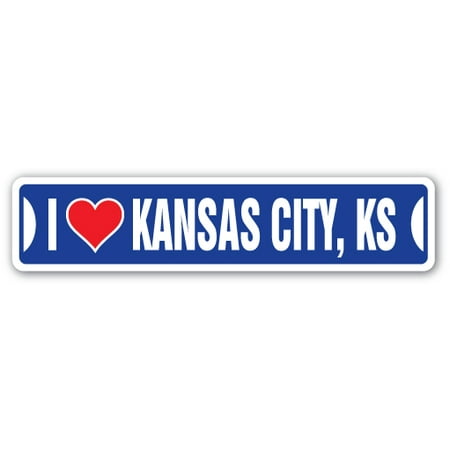 I LOVE KANSAS CITY, KANSAS Street Sign ks city state us wall road décor