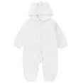 thumbnail image 6 of Fesfesfes Girls Boys Long Sleeve Hooded Bear Jumpsuit Warm Winter Romper Homewear Soft Fleece Outfit Cozy Playwear Toddler Kids Baby Cute Clothes Holiday Birthday(White#2,9-12 Months), 6 of 9