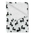 thumbnail image 2 of Horses Soft Flannel Fleece Blanket, Farm Animal Silhouettes with Various Poses Galloping Trotting Cantering and Loping, Cozy Plush for Indoor and Outdoor Use, 70" x 90", Black White, by Ambesonne, 2 of 5