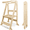 Natural-4foot, variant on Foldable Toddler Kitchen Standing Tower, Baby Kitchen Helper with Safety Handles, Wooden Step Stool with 3 Adjustable Heights, Montessori Learning Tower for Kitchen Bathroom (Natural)