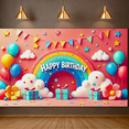 thumbnail image 6 of Colorful Cloud Star Balloon Rainbow Happy Birthday Banner Party Decoration Backdrop for Birthday Party Celebrations Photography Props Kids Parties, 6 of 7