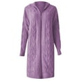 thumbnail image 4 of Arlun Aran Cardigan Sweaters for Women Oversized Cable Knit Open Front Hooded Cardigans Coats Solid Color Long Sweater Coats Fashion Winter Warm Outwear Purple XL, 4 of 5