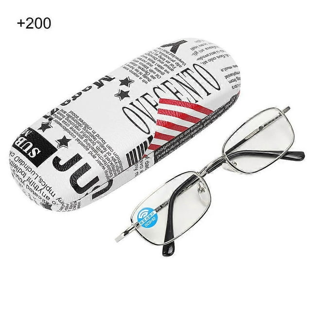 Reading Glasses Fashionable Unisex Men Women Anti Blue Light Clear Lens Reading Glasses(+200 Silver)