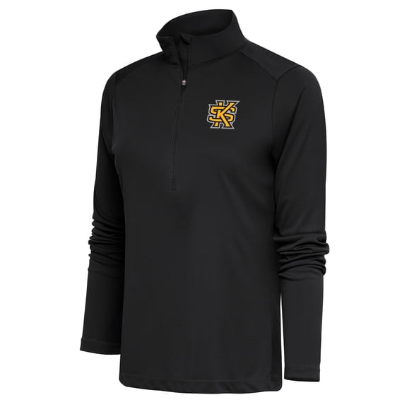 Women's Antigua Black Kennesaw State Owls Tribute Digital Thermal Half-Zip Pullover Top