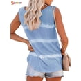 thumbnail image 3 of Spencer Women's Tie Dye Sleeveless Tank Tops Summer Loose Button Down Blouse Striped Vest T-Shirts Plus Size "Blue, L", 3 of 9