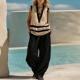 thumbnail image 2 of CIENVNSTG Two Piece Sets for Women Summer Sleeveless Ethnic Boho Striped Vest Loose Wide Leg Pants Vestidos Fashion Streetweeetwear Black XL, 2 of 8