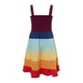 thumbnail image 4 of Franhais Mother Daughter Matching Dress Rainbow Stripe Printed Spaghetti Strap Family Clothes, 4 of 9