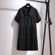 thumbnail image 2 of Vestido holgado de algodón de manga corta para mujer, 150Kg, talla grande, busto 152cm, 5XL, 6XL, 7XL, 8XL, 9XL, botón de solapa, color negro, 2 of 7